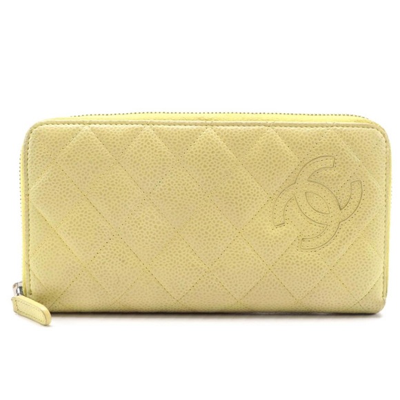 Chanel CC Quilted Zip Wallet in Yellow Caviar Leather. Comes with box! - Picture 1 of 9